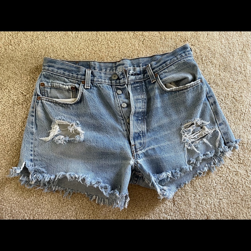 Vintage distressed 502 Levi shorts
